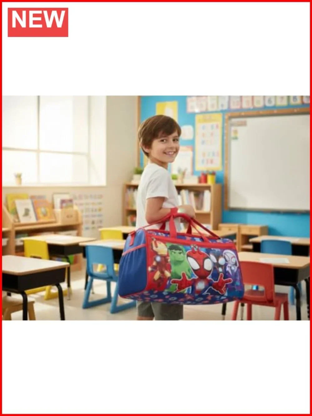Marvel Spidey & Friends Kids Duffle Bag 16.5in Travel Sports Bag with Zipper